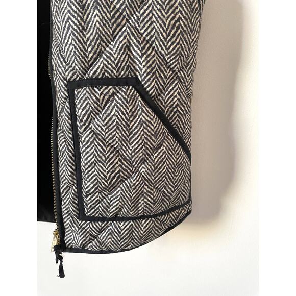 J. Crew Gold Hardwear Flannel Puffer Vest Black Cream Size XS - Picture 5 of 8